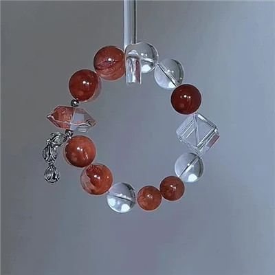 Bracelet criostail bláthanna dearg guma